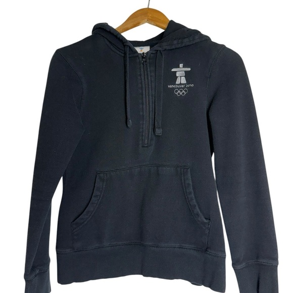 Olympic 2010 Vancouver 3/4 Zip Hoody Sweatshirt Black Womens XS - Picture 2 of 11